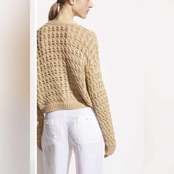 Vince - Open Cable Cardigan in Vanilla - Picture 3 of 10